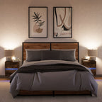 Comodini a Parete con luci LED 2 pz Rovere Fumo