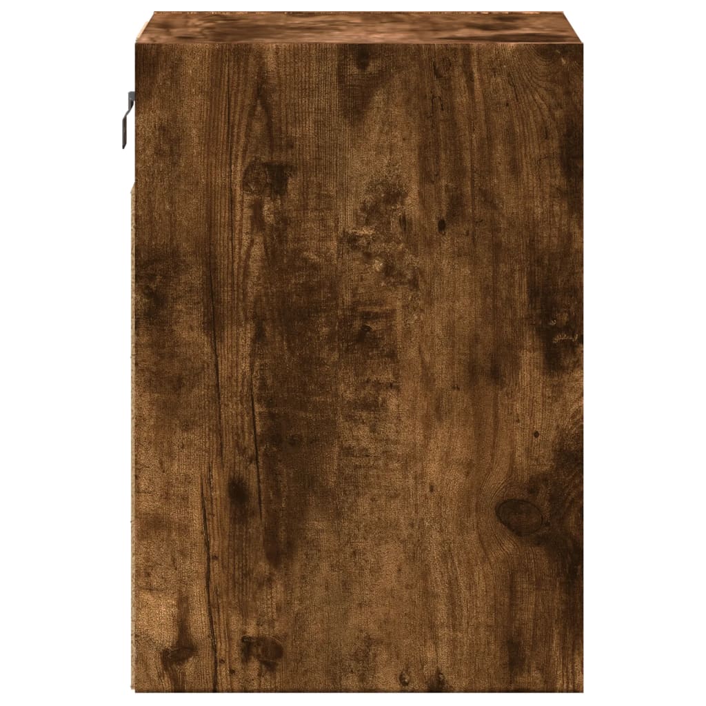 Comodini a Parete con luci LED 2 pz Rovere Fumo