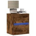 Comodini a Parete con luci LED 2 pz Rovere Fumo