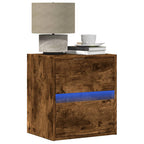Comodini a Parete con luci LED 2 pz Rovere Fumo
