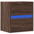 Comodino a Parete con luci LED Rovere Marrone