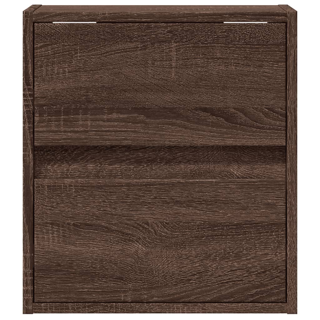 Comodino a Parete con luci LED Rovere Marrone