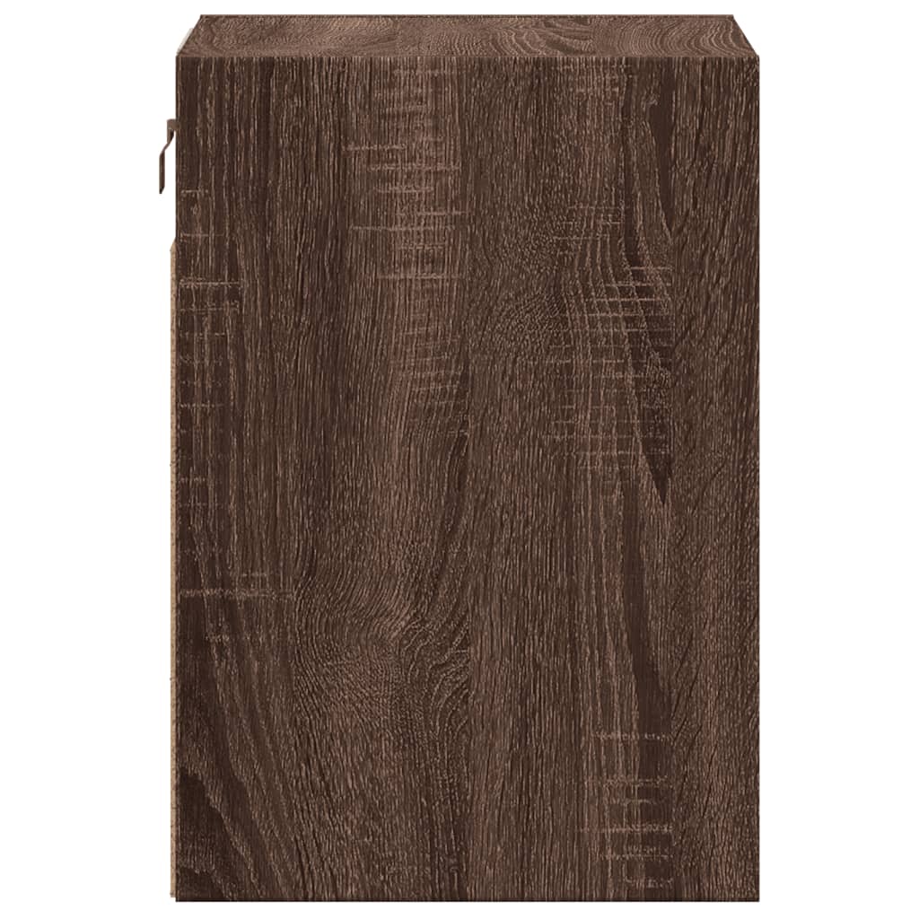 Comodino a Parete con luci LED Rovere Marrone
