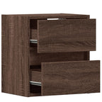 Comodino a Parete con luci LED Rovere Marrone