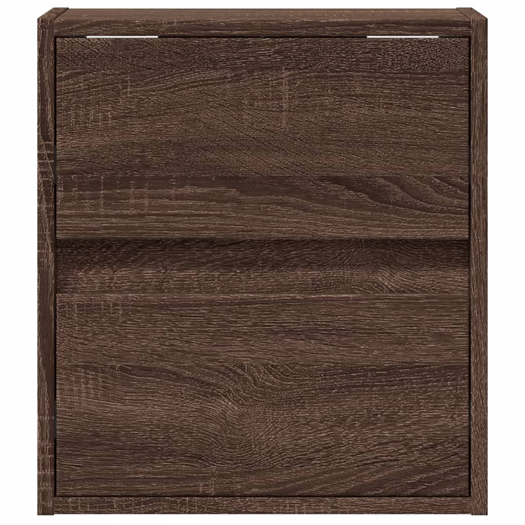 Comodini a Parete con luci LED 2 pz Rovere Marrone