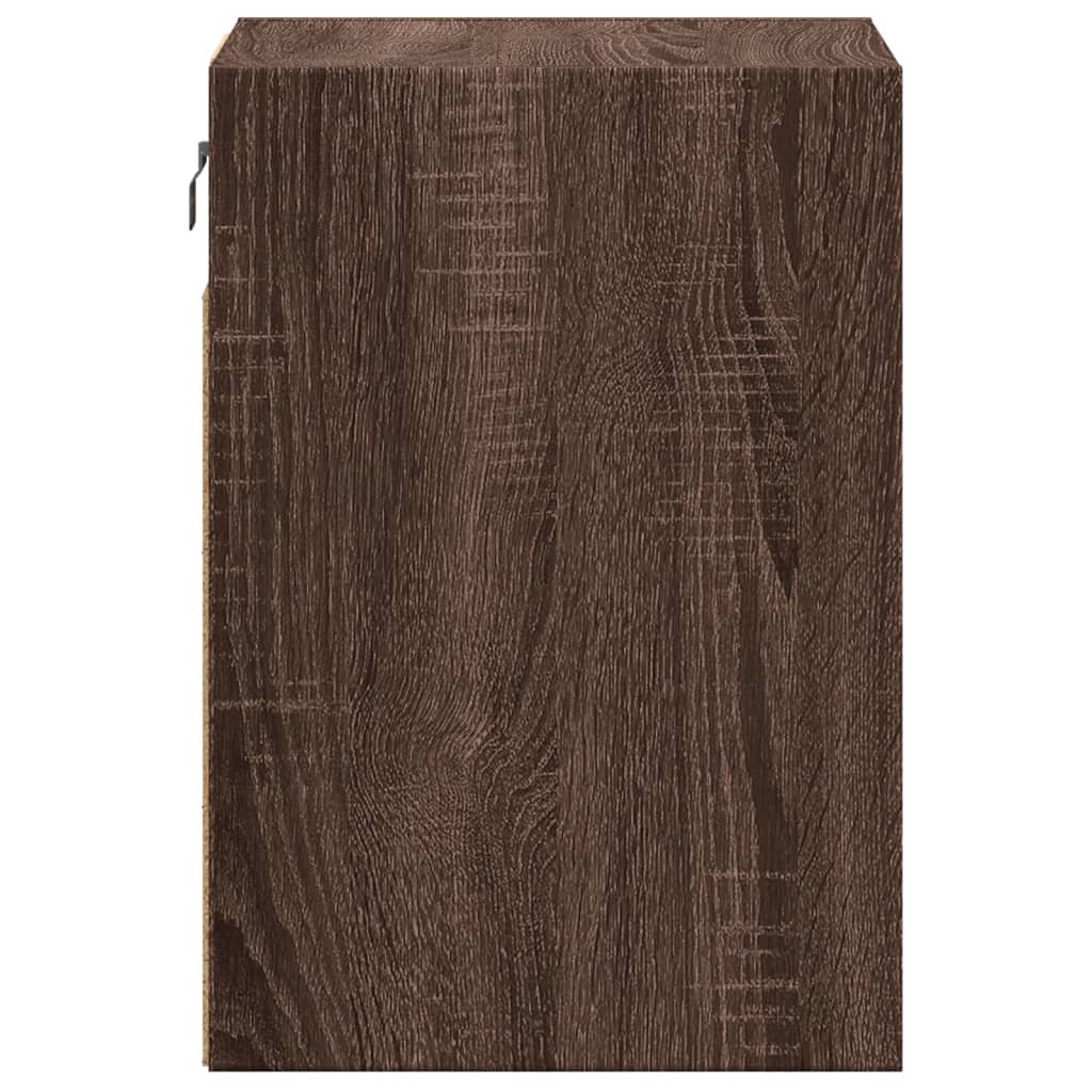 Comodini a Parete con luci LED 2 pz Rovere Marrone