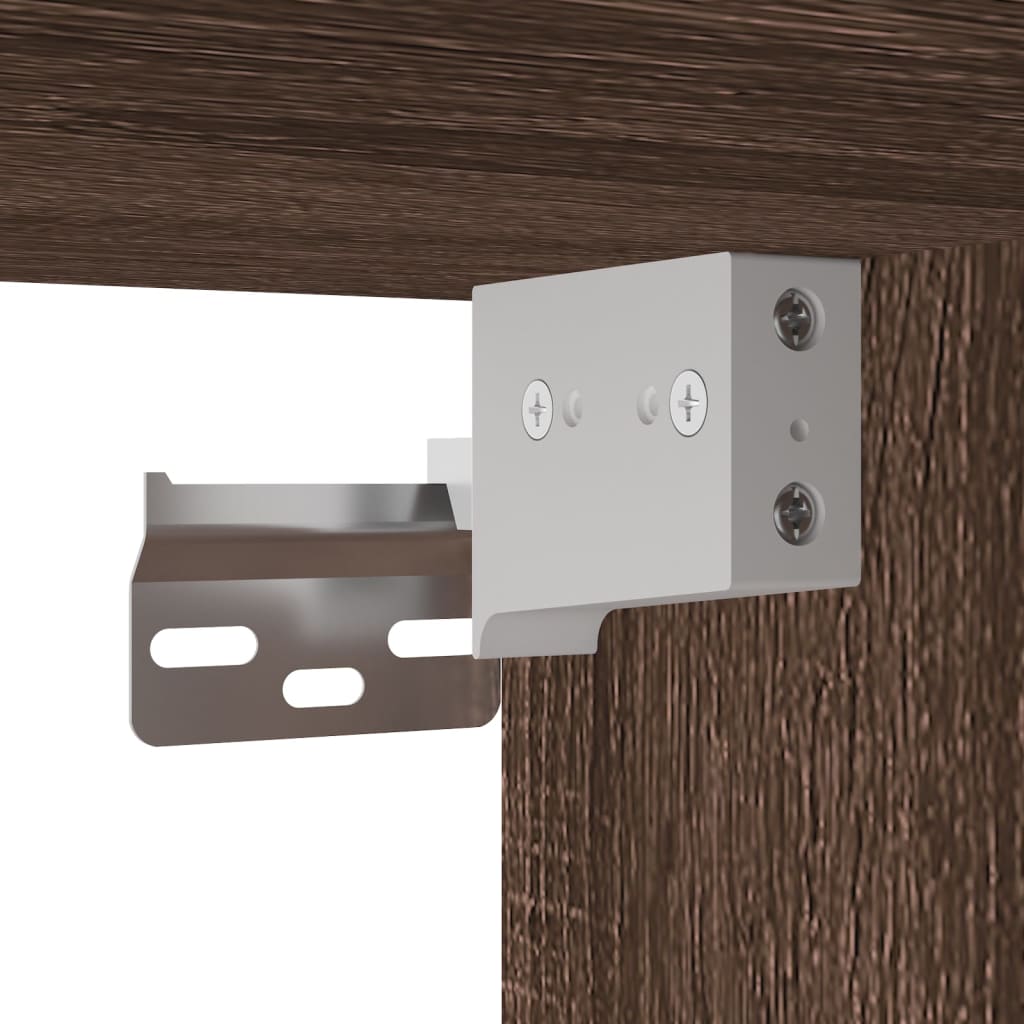Comodini a Parete con luci LED 2 pz Rovere Marrone