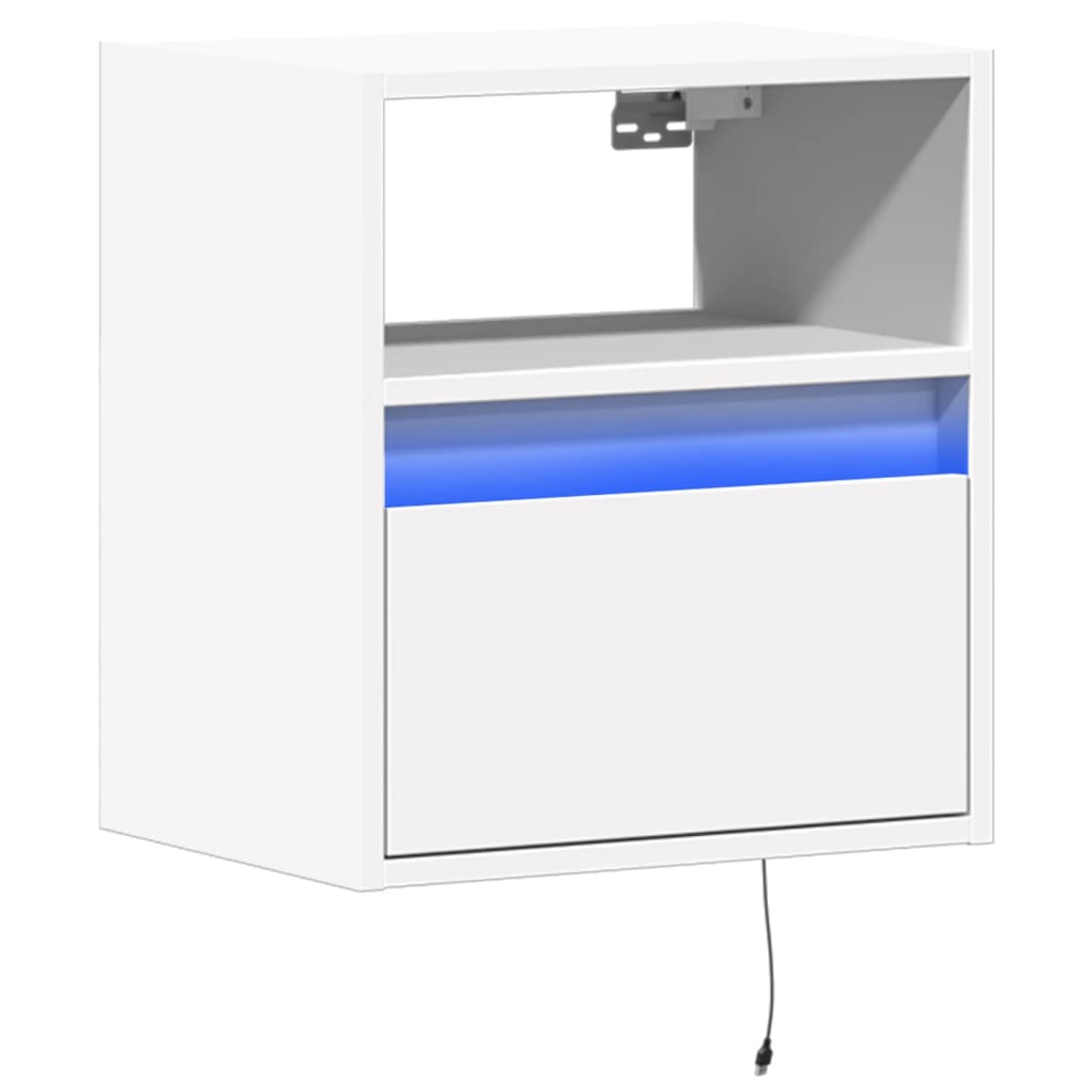 Comodino a Parete con Luci LED Bianco