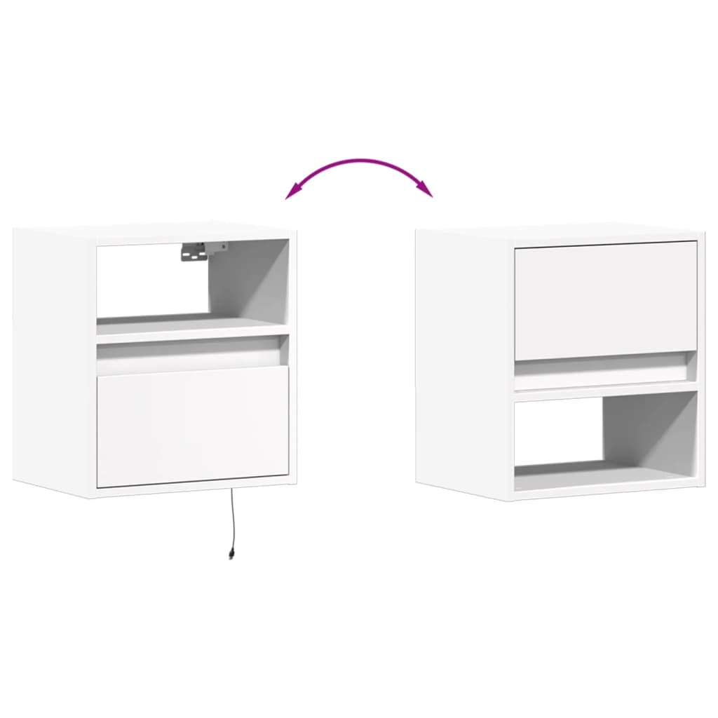 Comodino a Parete con Luci LED Bianco
