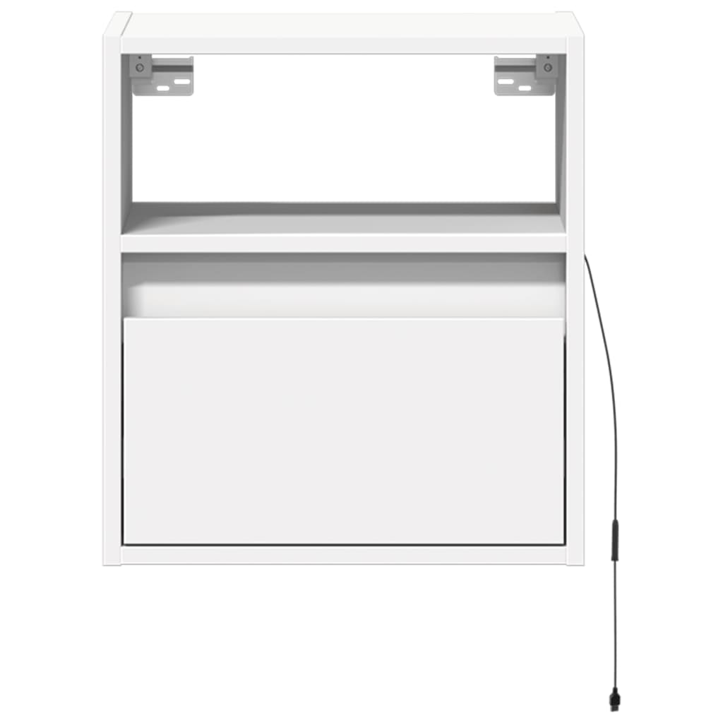 Comodini a Parete con Luci LED 2 pz Bianchi