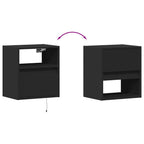 Comodini a Parete con Luci LED 2 pz Neri