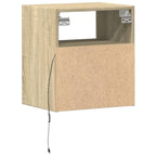 Comodino a Parete con luci LED Rovere Sonoma