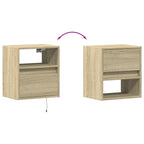 Comodino a Parete con luci LED Rovere Sonoma