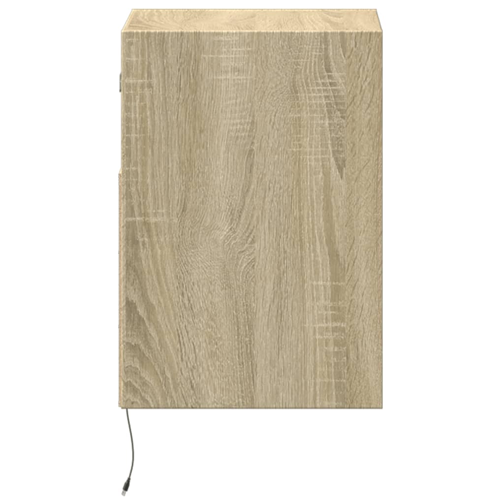 Comodini a Parete con luci LED 2 pz Rovere Sonoma