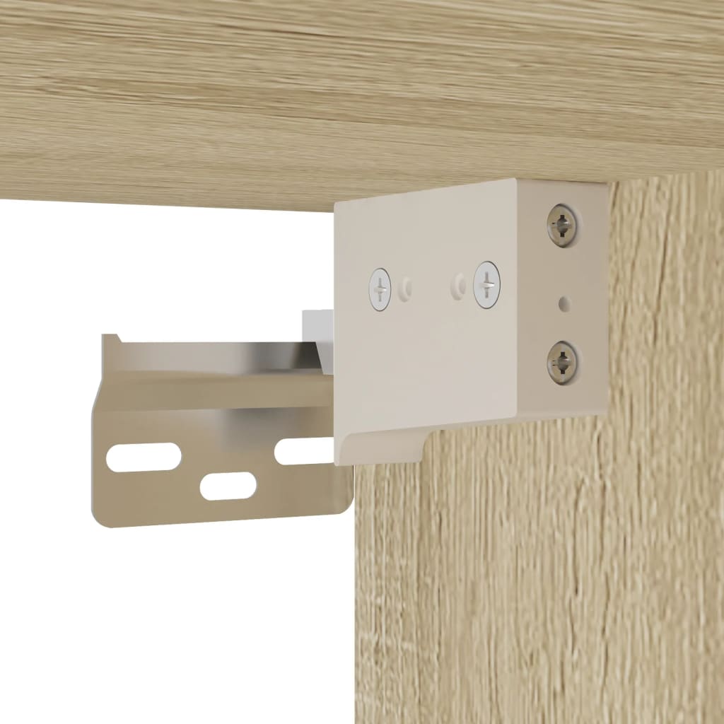 Comodini a Parete con luci LED 2 pz Rovere Sonoma