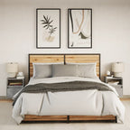 Comodini a Parete con Luci LED 2 pz Grigio Cemento
