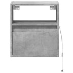 Comodini a Parete con Luci LED 2 pz Grigio Cemento