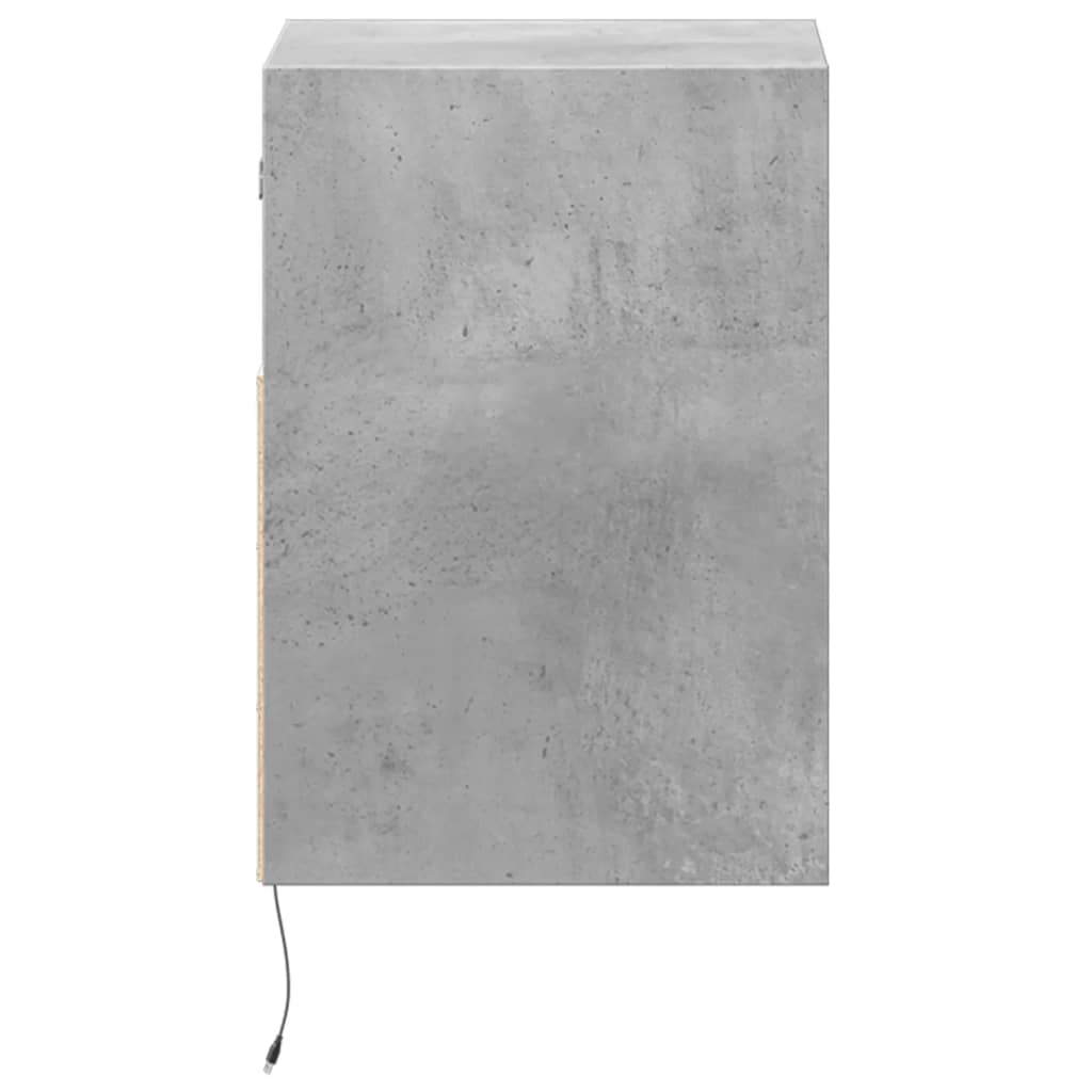 Comodini a Parete con Luci LED 2 pz Grigio Cemento