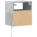 Comodini a Parete con Luci LED 2 pz Grigio Cemento
