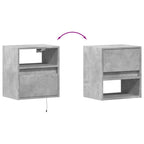 Comodini a Parete con Luci LED 2 pz Grigio Cemento