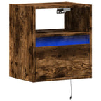 Comodino a Parete con luci LED Rovere Fumo