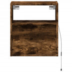 Comodino a Parete con luci LED Rovere Fumo