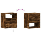 Comodino a Parete con luci LED Rovere Fumo