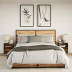 Comodini a Parete con luci LED 2 pz Rovere Fumo