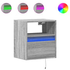 Comodino a Parete con luci LED Grigio Sonoma