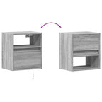 Comodino a Parete con luci LED Grigio Sonoma