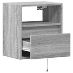 Comodini a Parete con luci LED 2 pz Grigio Sonoma