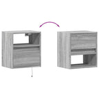 Comodini a Parete con luci LED 2 pz Grigio Sonoma