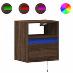 Comodino a Parete con luci LED Rovere Marrone