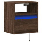 Comodino a Parete con luci LED Rovere Marrone