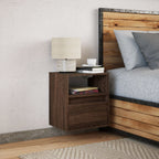 Comodino a Parete con luci LED Rovere Marrone
