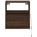 Comodino a Parete con luci LED Rovere Marrone