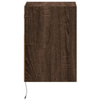 Comodino a Parete con luci LED Rovere Marrone