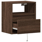 Comodino a Parete con luci LED Rovere Marrone