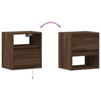 Comodino a Parete con luci LED Rovere Marrone