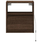 Comodini a Parete con luci LED 2 pz Rovere Marrone