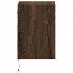 Comodini a Parete con luci LED 2 pz Rovere Marrone