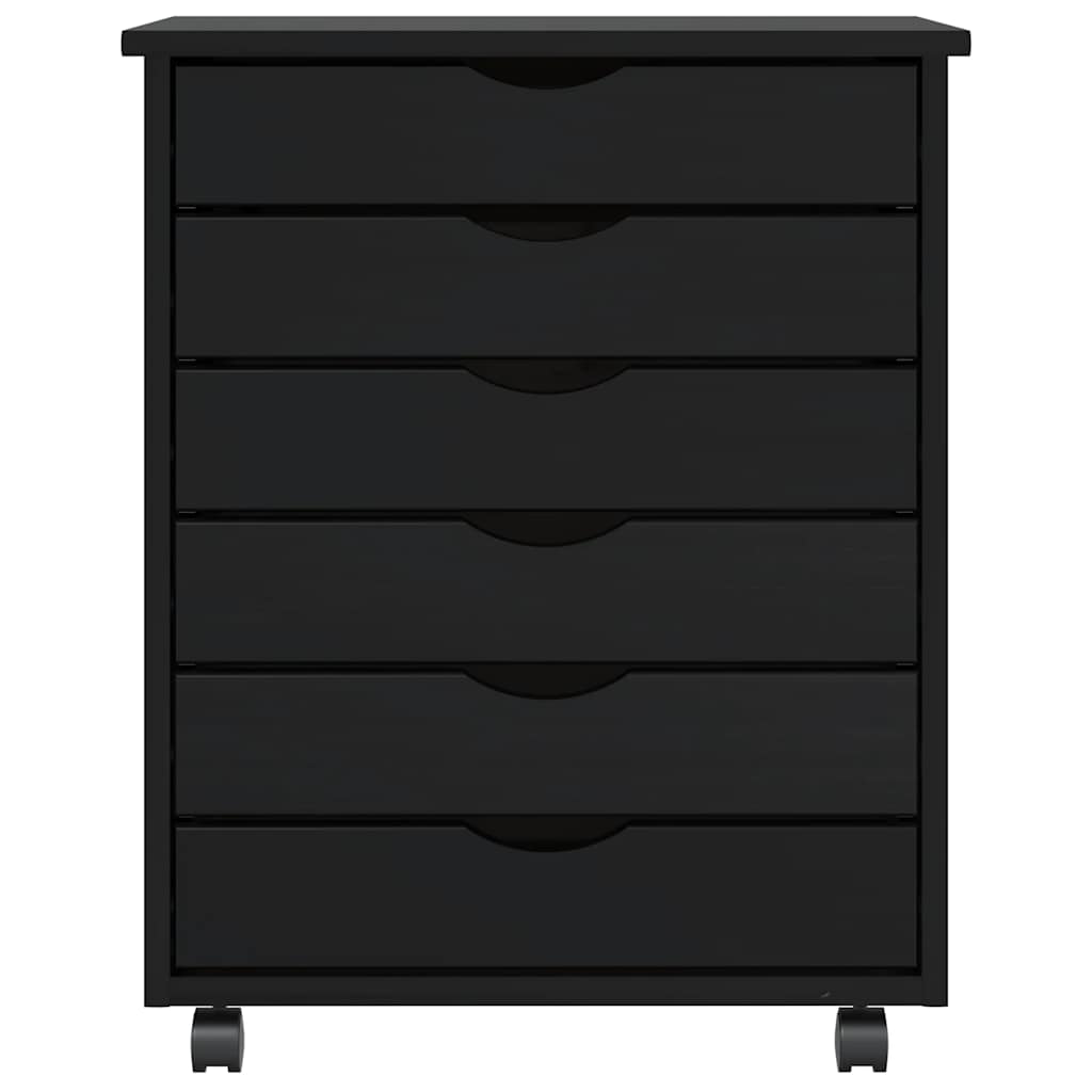 Armadietto Rotante con Cassetti MOSS Nero Legno Massello Pino