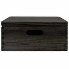 Scatola in Legno Coperchio&Manici Nera 40x30x13cm Legno di Pino