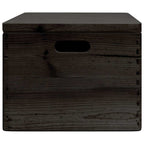 Scatola in Legno Coperchio&Manici Nera 40x30x23cm Legno di Pino
