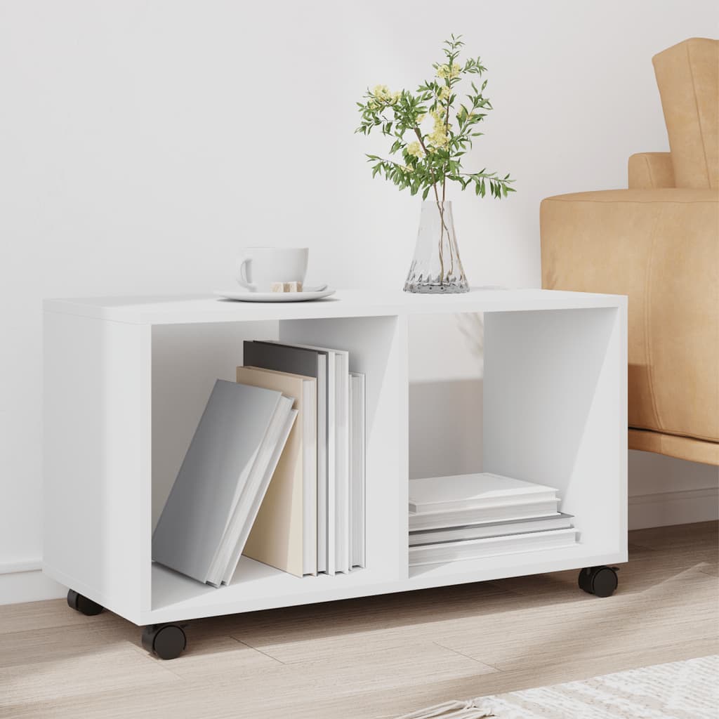 Mobiletto con Ruote Bianco 72x33x42,5 cm in Truciolato