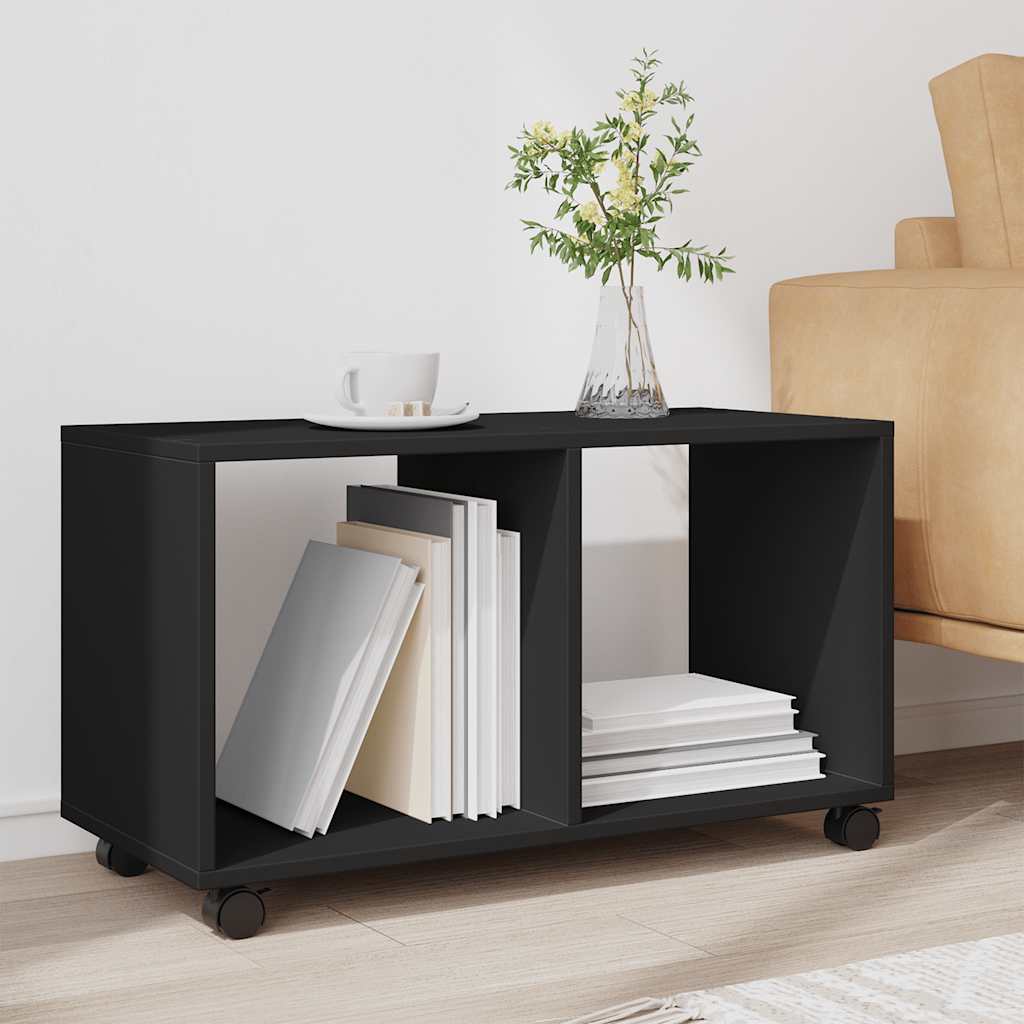 Mobiletto con Ruote Nero 72x33x42,5 cm in Truciolato