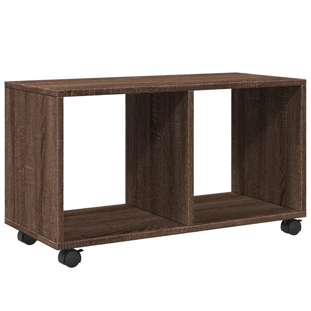Mobiletto con Ruote Rovere Marrone 72x33x42,5 cm in Truciolato