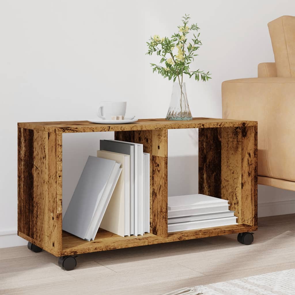 Mobiletto con Ruote Legno Antico 72x33x42,5 cm in Truciolato