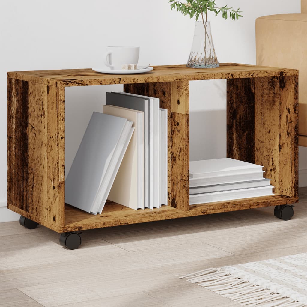 Mobiletto con Ruote Legno Antico 72x33x42,5 cm in Truciolato