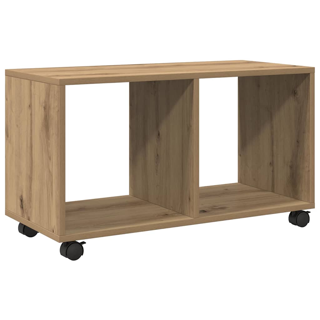 Mobiletto con Ruote Rovere Artigianale 72x33x42,5 cm Truciolato